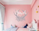 Personalized Floral Antler Antlers Name Wall Decal